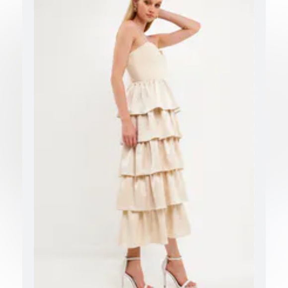 Endless Rose Dresses Anthropologie X Endless Rose Black Mixed Media Tiered Dress Poshmark